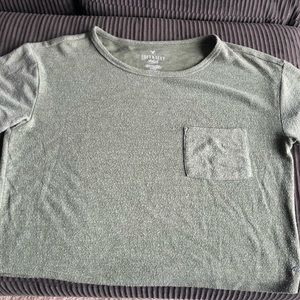 EUC American Eagle Olive Green Plush Tee